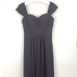 Bill Levkoff Plum Purple Chiffon Pleated Bridesmaid Formal Dress Size 8